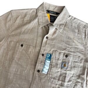 NEW Carhartt Rugged Flex Relaxed Fit Shirt Mens S Beige Short Sleeve Lightweight